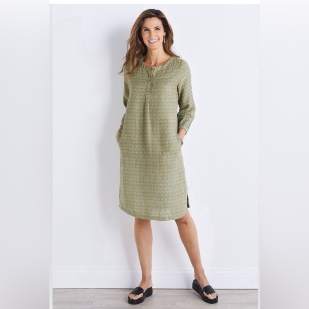 Soft Surroundings Linen Cotton Blend Marcellina Shirtdress Dress Size XL 2DD60